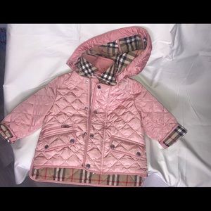 Pink Burberry little girls jacket size 12 months